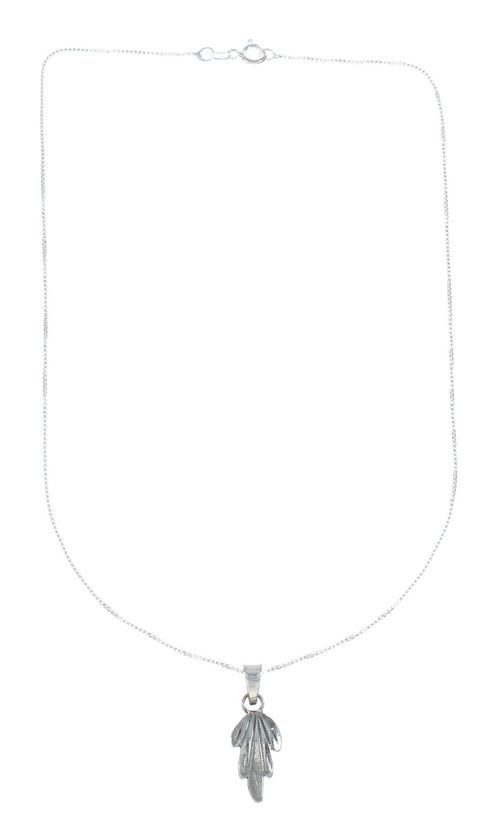 Navajo Sterling Silver Leaf Pendant 16" Box Italian Chain Necklace Set X10682